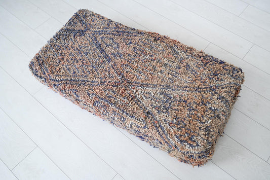 Abstract Moroccan Wool Pouf: Handmade Boho Floor Cushion, Ottoman & Pet Bed - Tribal Home Accent
