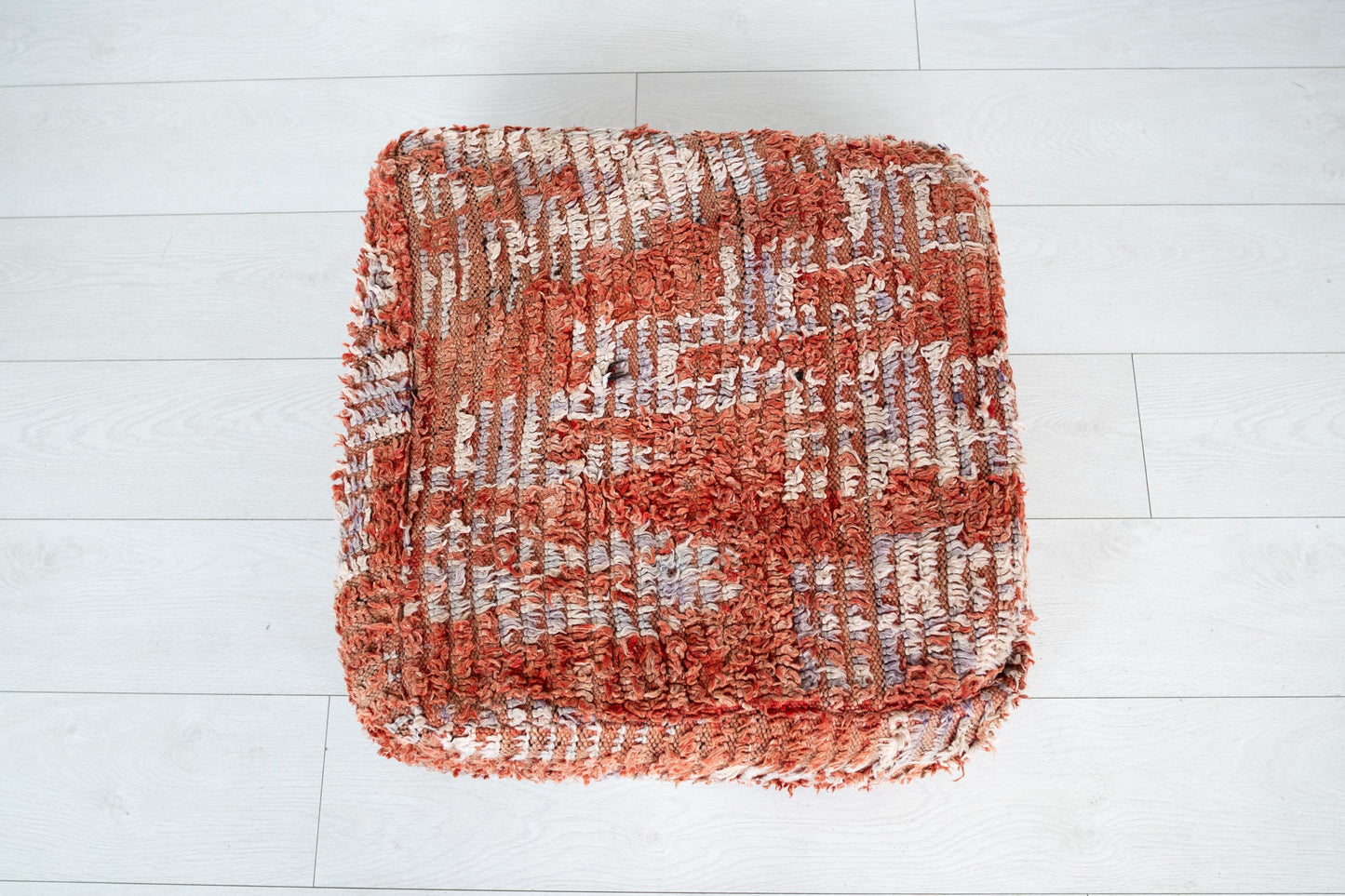 Handmade Moroccan Wool Pouf Floor Cushion Boho Ottoman Pet Bed and Meditation Seat