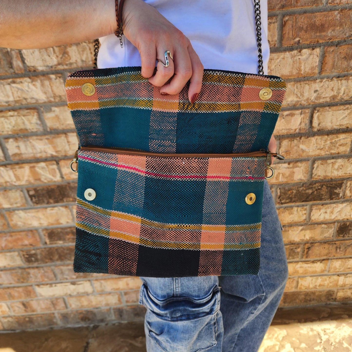 Upcycled Moroccan Blanket Crossbody Bag: Vintage Boho Chic Handbag with Bohemian Flair