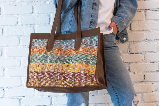 Authentic Moroccan Handcrafted Leather Tote: Versatile Everyday Carryall Shopper Bag