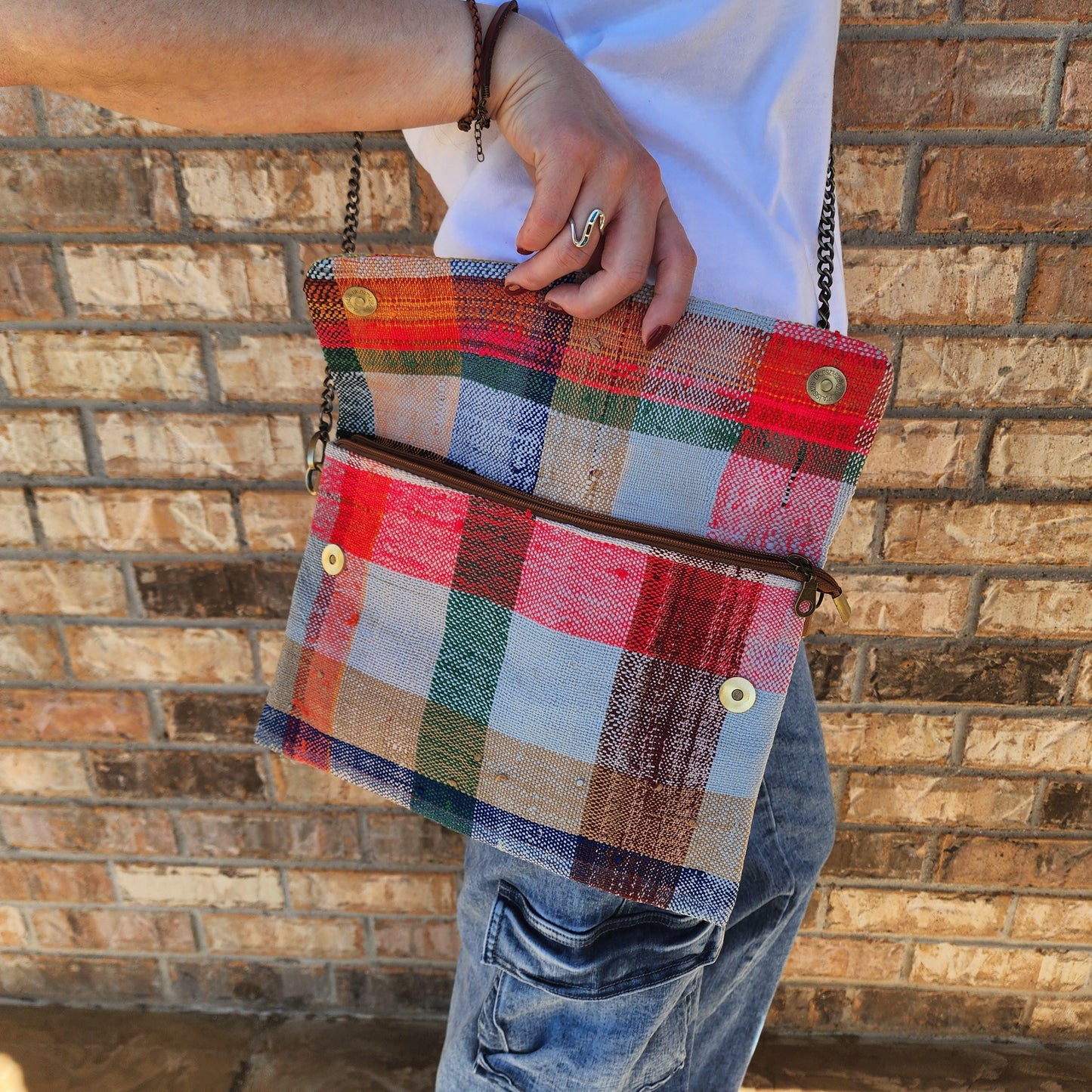 Upcycled Moroccan Blanket Crossbody Bag: Vintage Boho Chic Handbag with Bohemian Flair