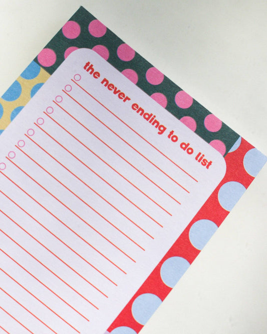 Polka Dot Never Ending To Do List Notepad