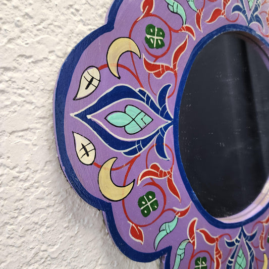 Vintage Handpainted Moroccan Mirror - Unique Decorative Wall Art for Bohemian Home Decor