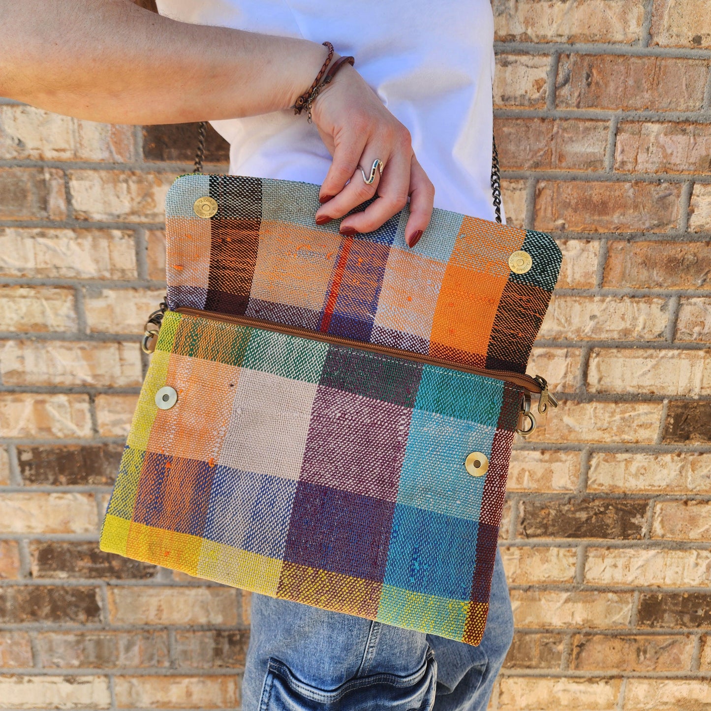 Upcycled Moroccan Blanket Crossbody Bag: Vintage Boho Chic Handbag with Bohemian Flair