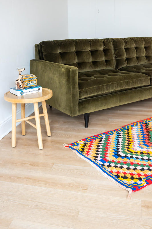 Vintage Moroccan Checkered Rug Runner: Colorful, Handmade Geometric Pattern for Eclectic Interiors