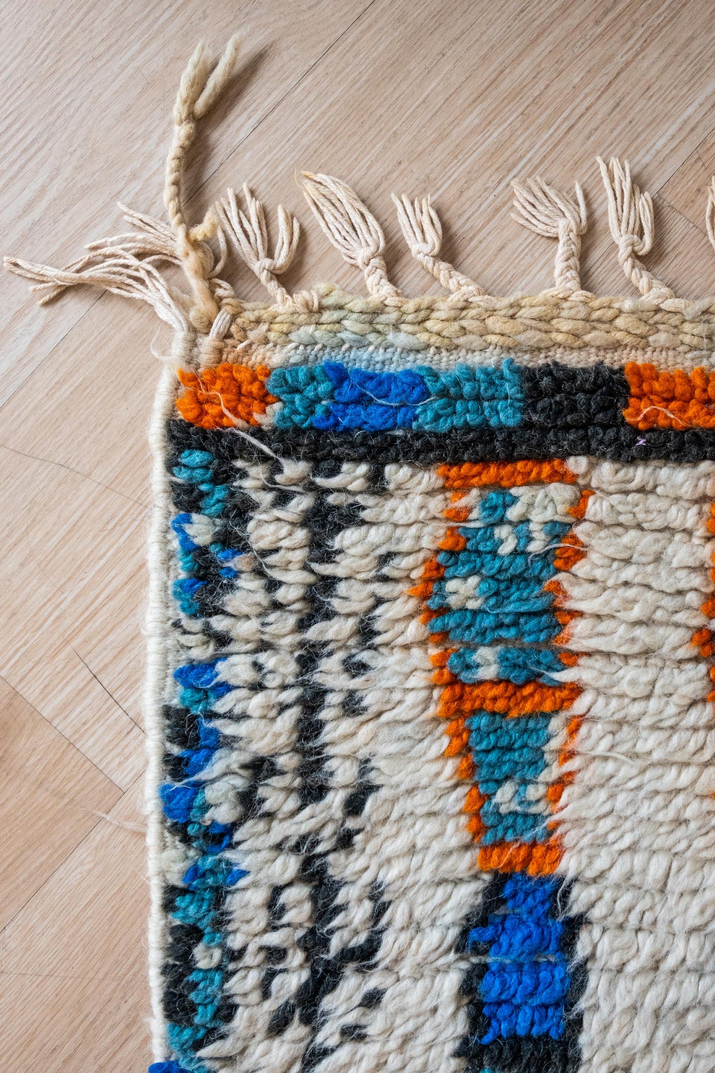 Authentic Moroccan Azilal Rug: Handwoven Geometric Bohemian Carpet for Home Decor
