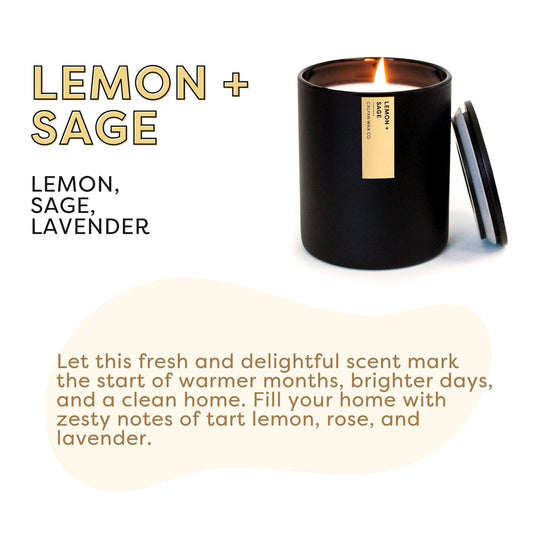 Lemon + Sage - Matte Black Tumbler Soy Candle