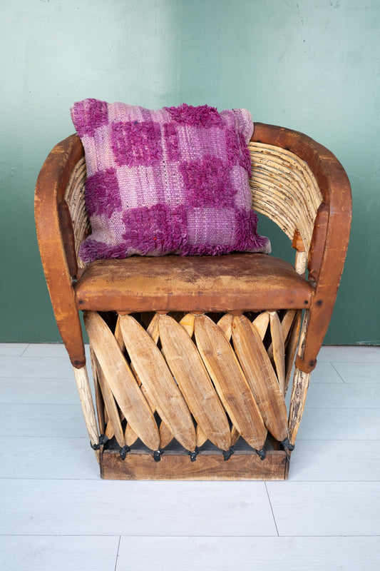 Purple Moroccan Pillow | Textured Wool Cushion Cover | Upcycled Berber Rug Accent