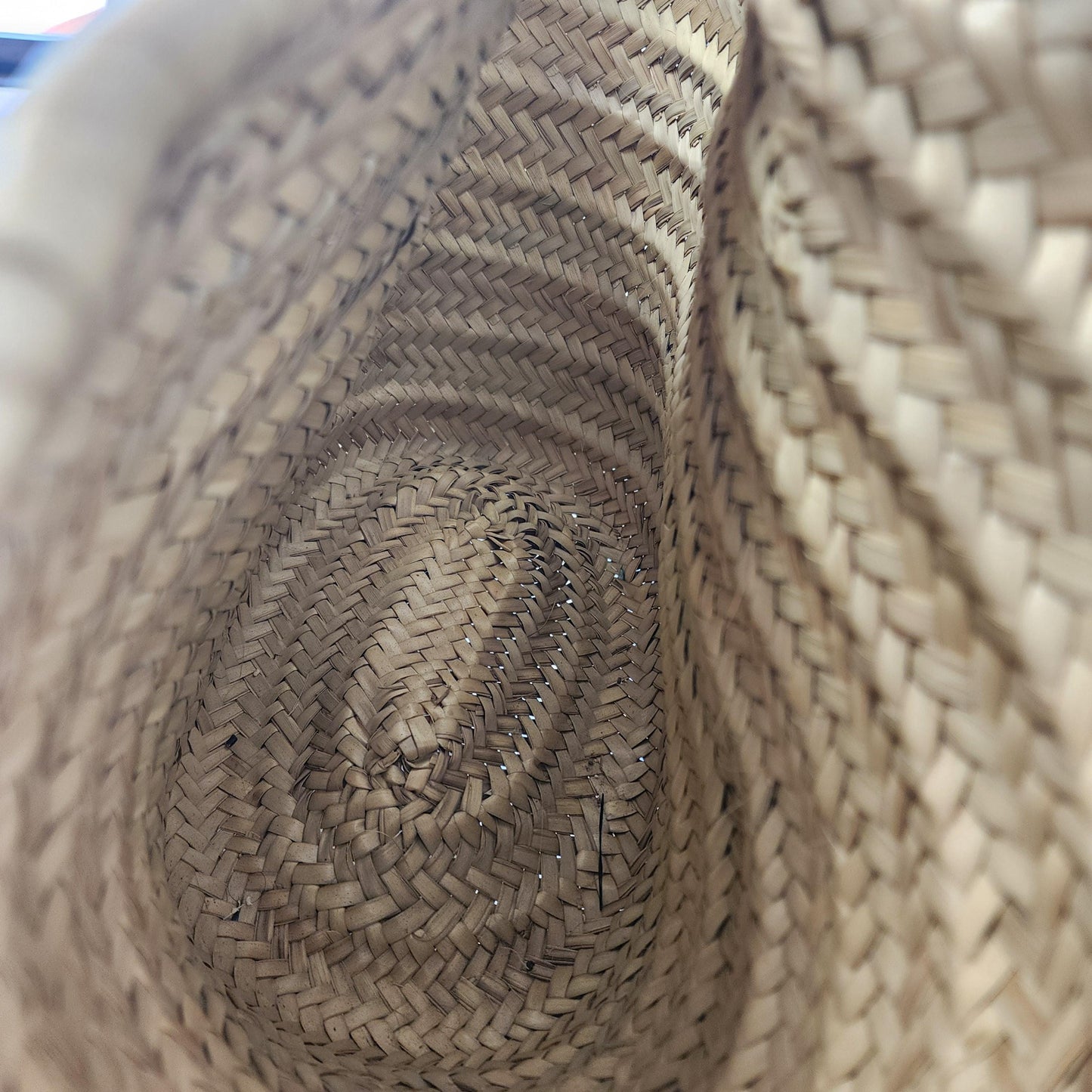 Handcrafted Moroccan Woven Market Basket with Leather Straps - Large Size Shopping Tote for Farmers Markets, French style market tote
