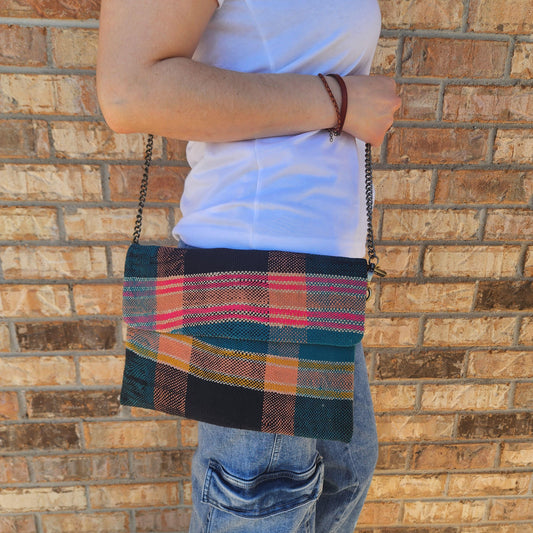 Upcycled Moroccan Blanket Crossbody Bag: Vintage Boho Chic Handbag with Bohemian Flair