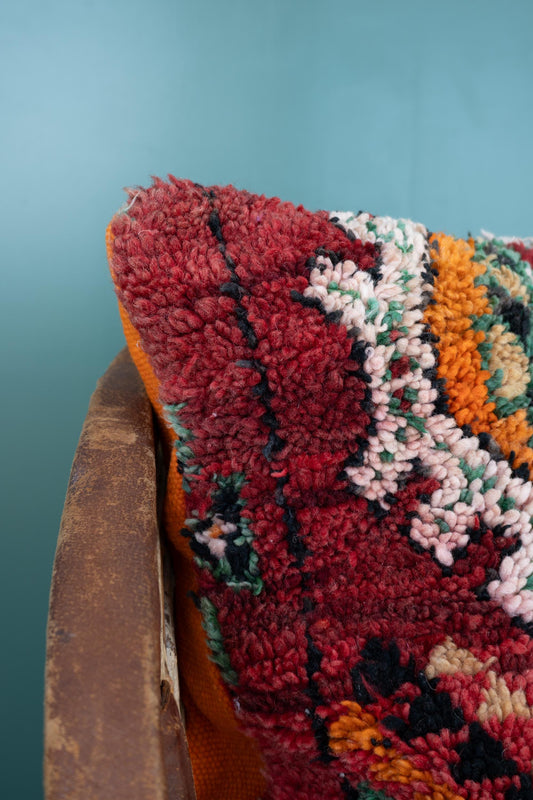 Handmade Moroccan Pillow Cover | Upcycled Rug Cushion | Boho Eclectic Decor | Maximalist
