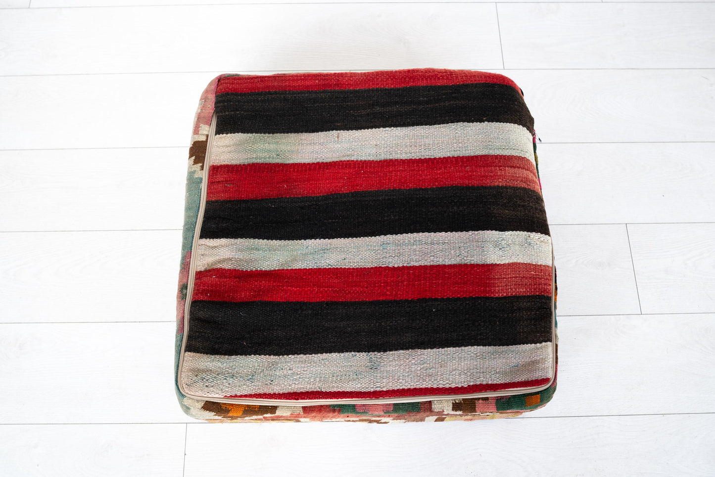 Handmade Moroccan Wool Pouf Floor Cushion Boho Ottoman Pet Bed and Meditation Seat
