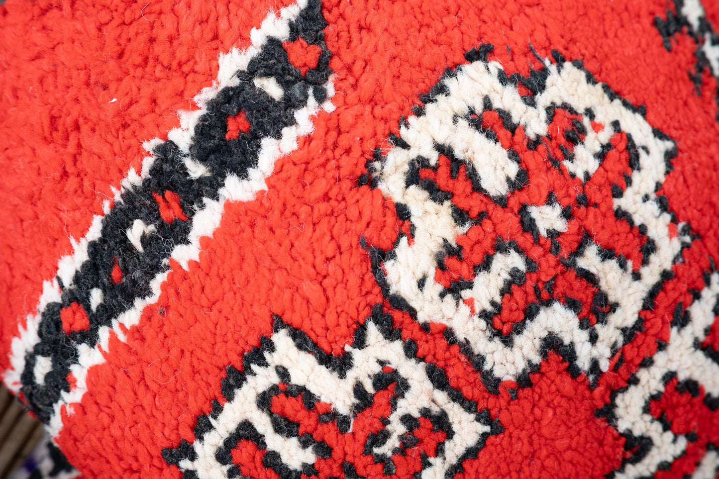Red Moroccan Diamond Pillow | Geometric Boho Cushion Cover | Upcycled Wool Rug