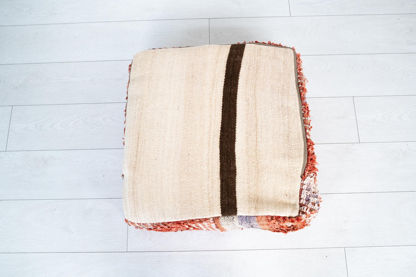Handmade Moroccan Wool Pouf Floor Cushion Boho Ottoman Pet Bed and Meditation Seat