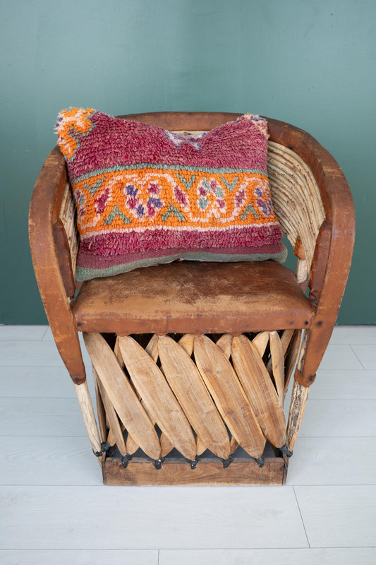 Handmade Moroccan Pillow Cover | Upcycled Rug Cushion | Boho Eclectic Decor | Maximalist