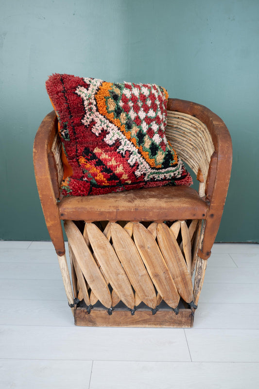 Handmade Moroccan Pillow Cover | Upcycled Rug Cushion | Boho Eclectic Decor | Maximalist