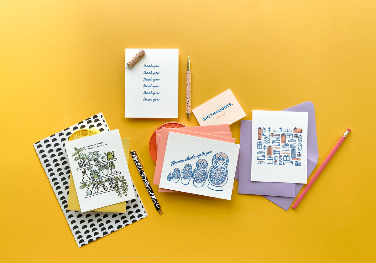 Thank You Script - Letterpress Thank You Greeting Card