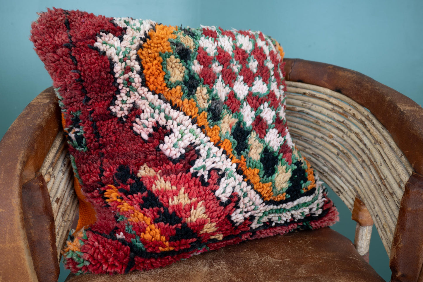 Handmade Moroccan Pillow Cover | Upcycled Rug Cushion | Boho Eclectic Decor | Maximalist
