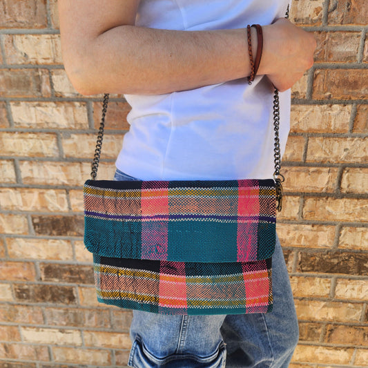 Upcycled Moroccan Blanket Crossbody Bag: Vintage Boho Chic Handbag with Bohemian Flair