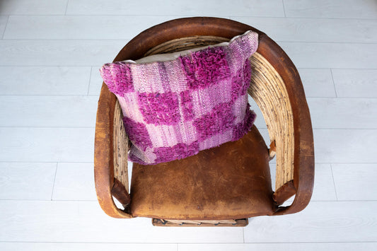 Purple Moroccan Pillow | Textured Wool Cushion Cover | Upcycled Berber Rug Accent