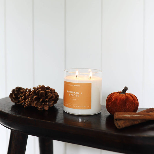 Pumpkin + Spices - Clear Glass Tumbler Soy Candle