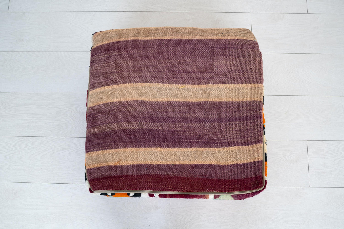 Handmade Moroccan Wool Pouf Floor Cushion Boho Ottoman Pet Bed and Meditation Seat