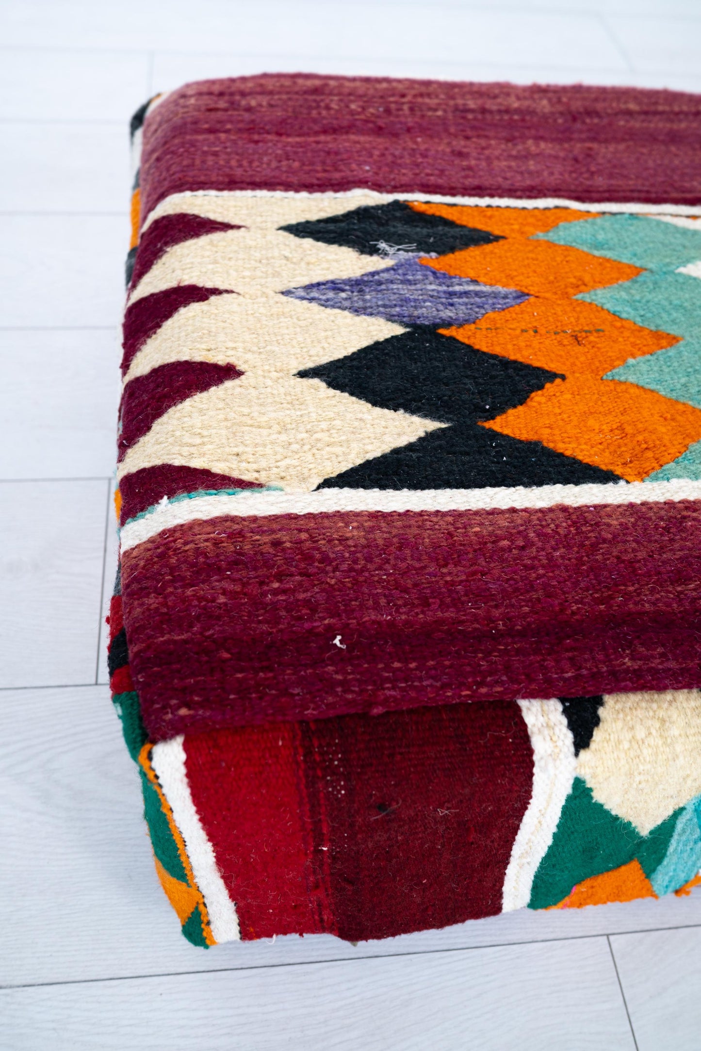 Handmade Moroccan Wool Pouf Floor Cushion Boho Ottoman Pet Bed and Meditation Seat