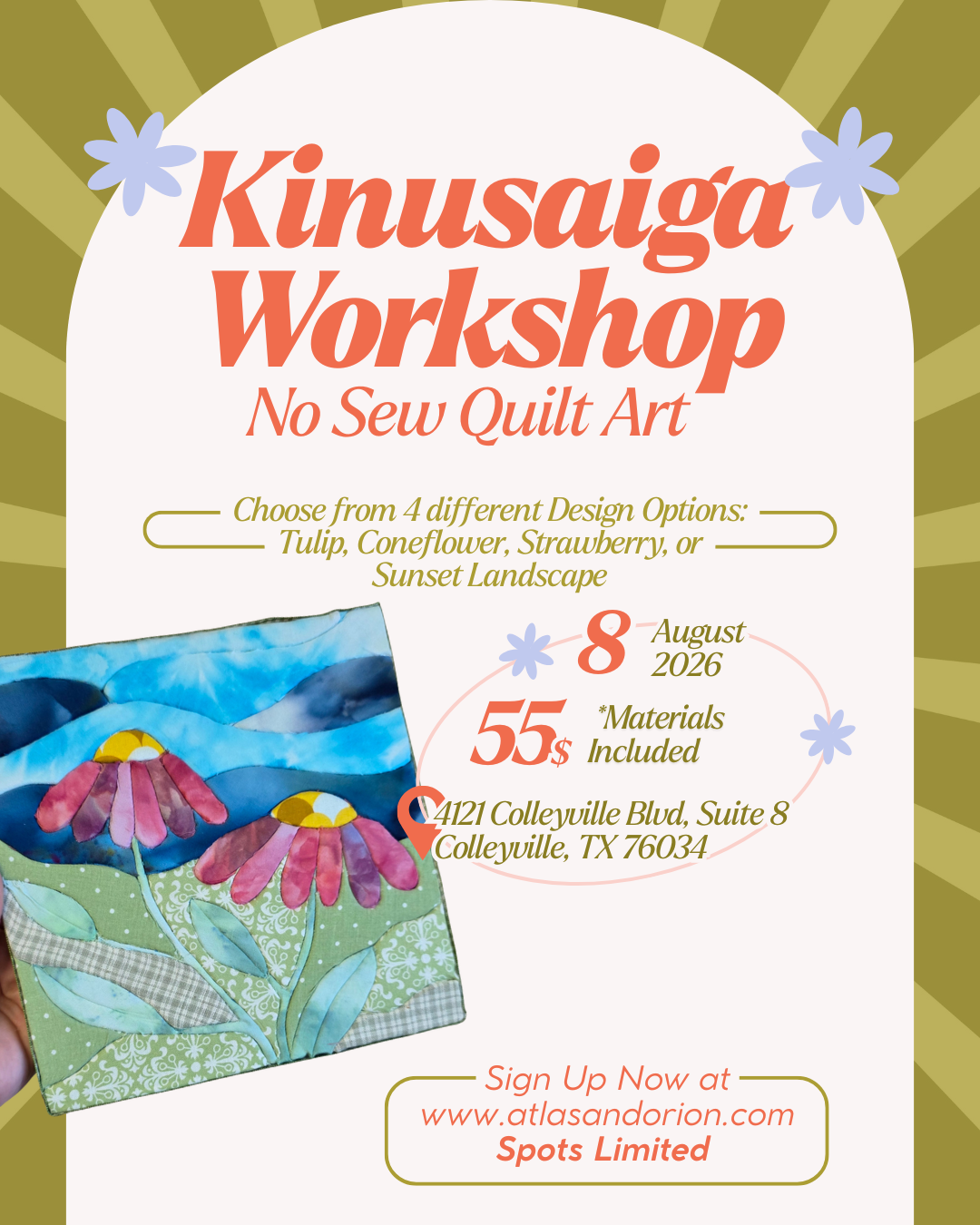 Kinusaiga Workshop - No Sew Quilted Artwork