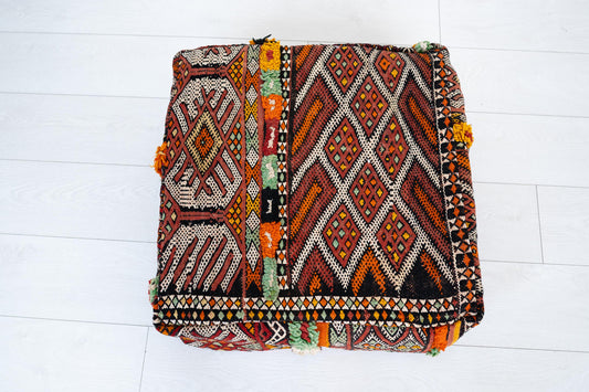 Handmade Moroccan Wool Pouf Floor Cushion Boho Ottoman Pet Bed and Meditation Seat