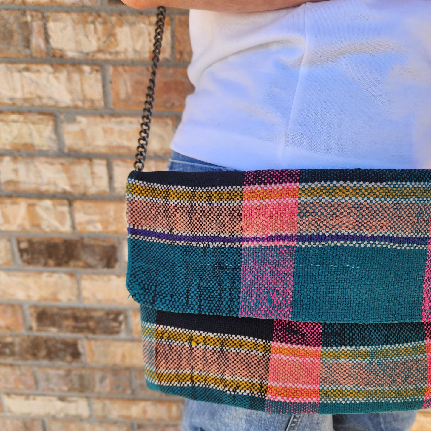 Upcycled Moroccan Blanket Crossbody Bag: Vintage Boho Chic Handbag with Bohemian Flair