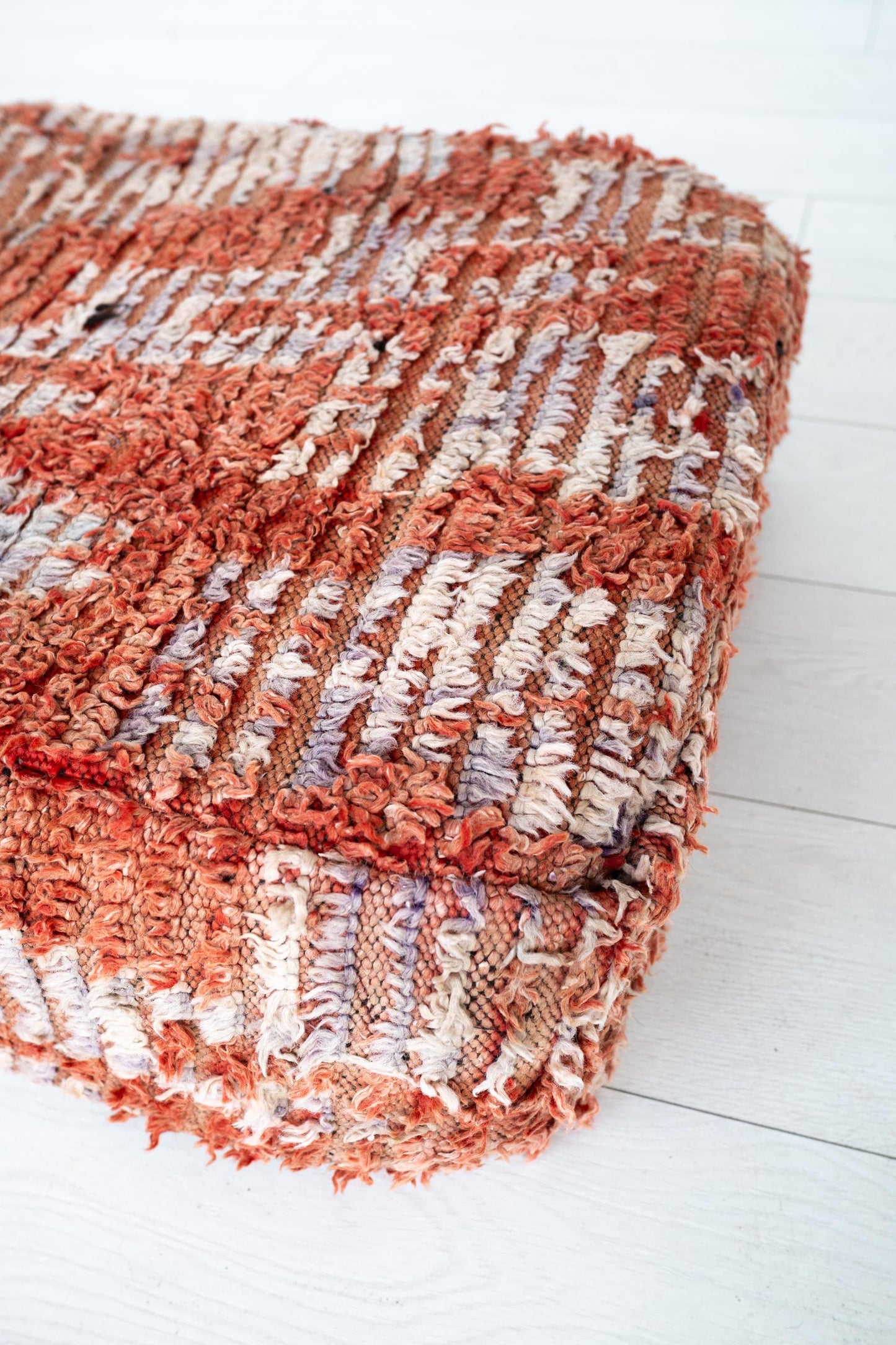 Handmade Moroccan Wool Pouf Floor Cushion Boho Ottoman Pet Bed and Meditation Seat