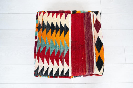 Handmade Moroccan Wool Pouf Floor Cushion Boho Ottoman Pet Bed and Meditation Seat