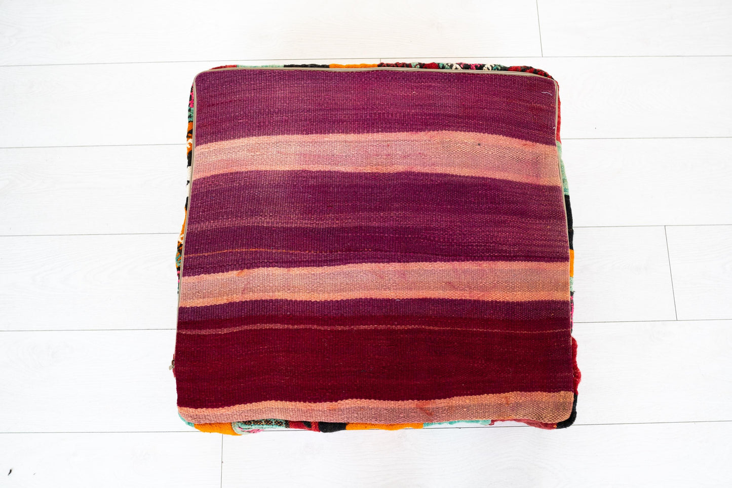 Handmade Moroccan Wool Pouf Floor Cushion Boho Ottoman Pet Bed and Meditation Seat