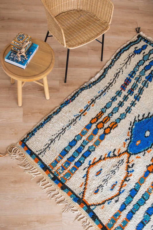 Authentic Moroccan Azilal Rug: Handwoven Geometric Bohemian Carpet for Home Decor