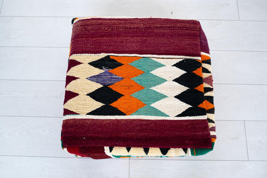 Handmade Moroccan Wool Pouf Floor Cushion Boho Ottoman Pet Bed and Meditation Seat