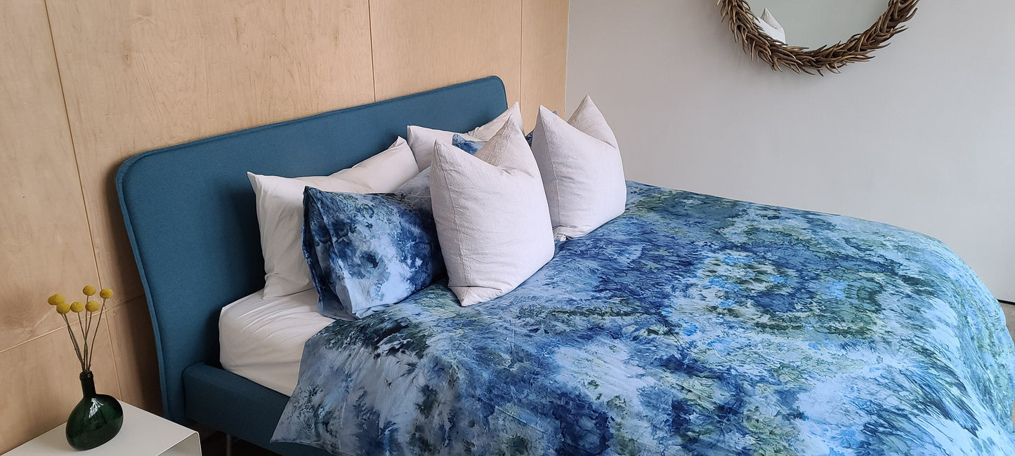 Ocean Tide Tie-Dye Duvet Cover Set | Boho Cotton Bedding for Dorm & Home | Twin XL to King