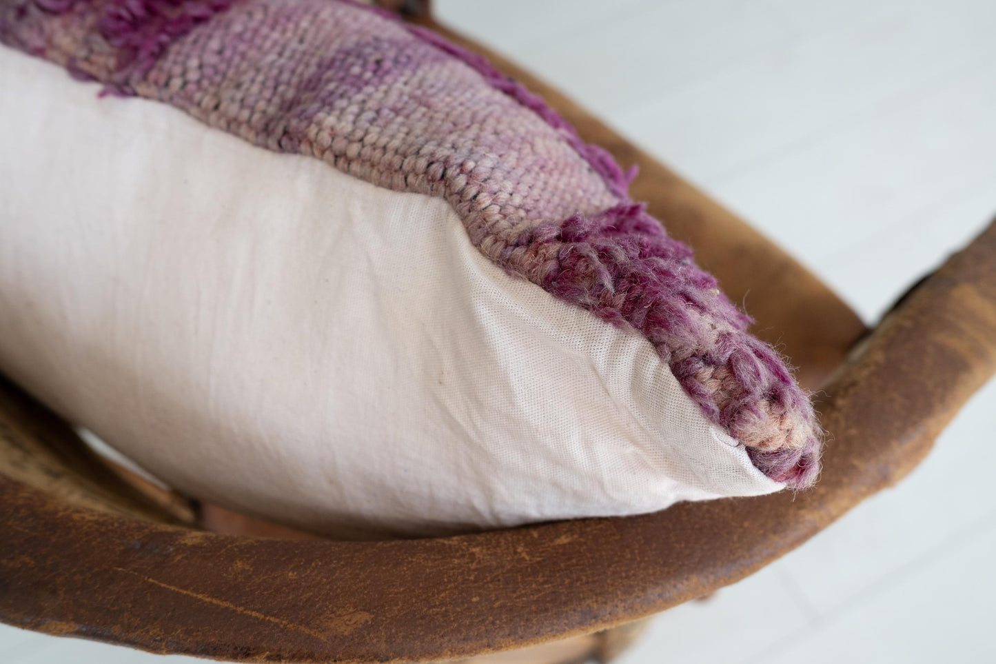 Purple Moroccan Pillow | Textured Wool Cushion Cover | Upcycled Berber Rug Accent