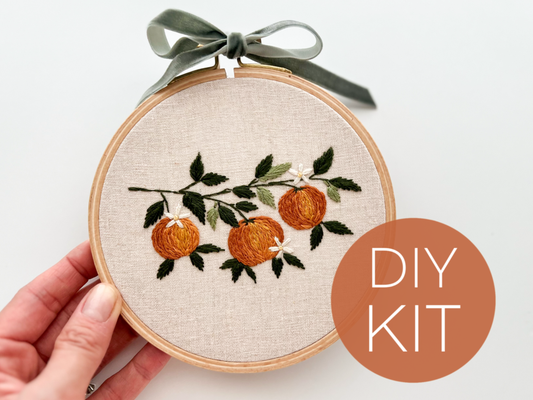 Orange Branch Embroidery DIY Kit