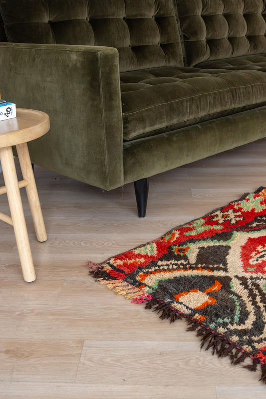 Moroccan Boujaad Accent Rug: Handcrafted Geometric Pattern for Bohemian Decor, Southwestern Style