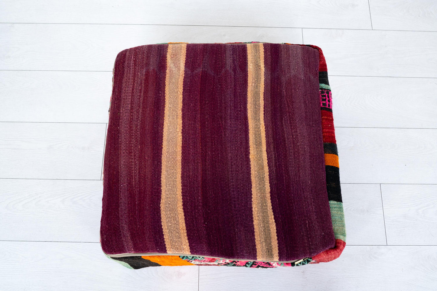 Handmade Moroccan Wool Pouf Floor Cushion Boho Ottoman Pet Bed and Meditation Seat
