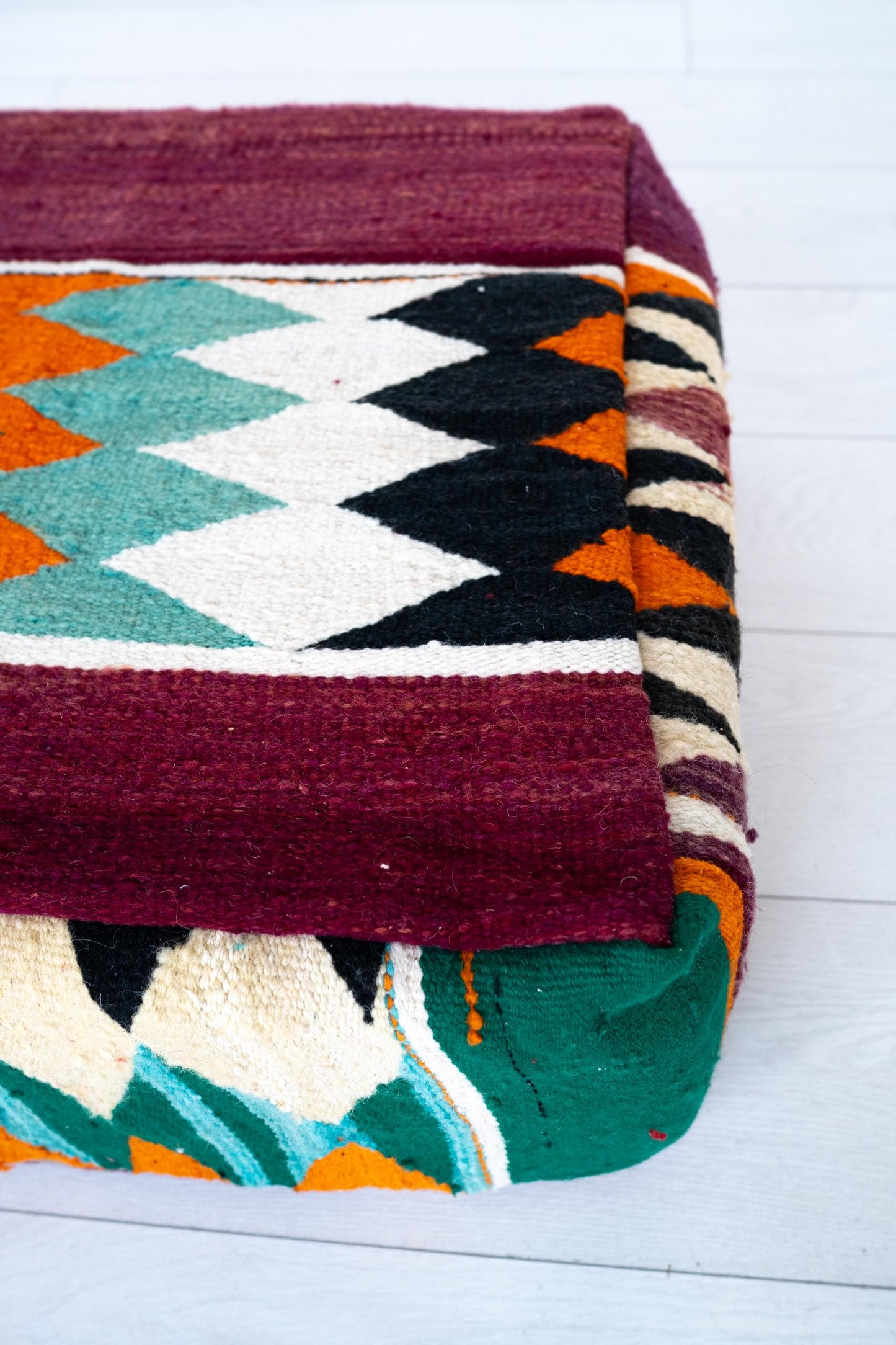 Handmade Moroccan Wool Pouf Floor Cushion Boho Ottoman Pet Bed and Meditation Seat