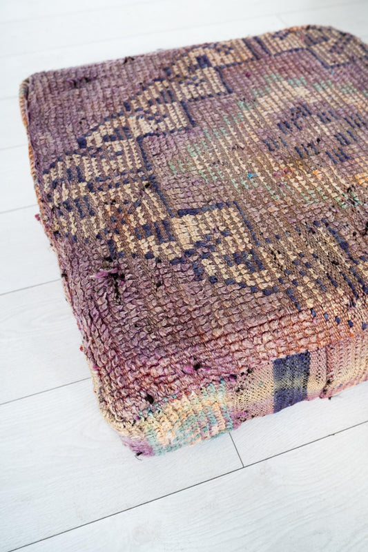 Handmade Moroccan Wool Pouf Floor Cushion Boho Ottoman Pet Bed and Meditation Seat