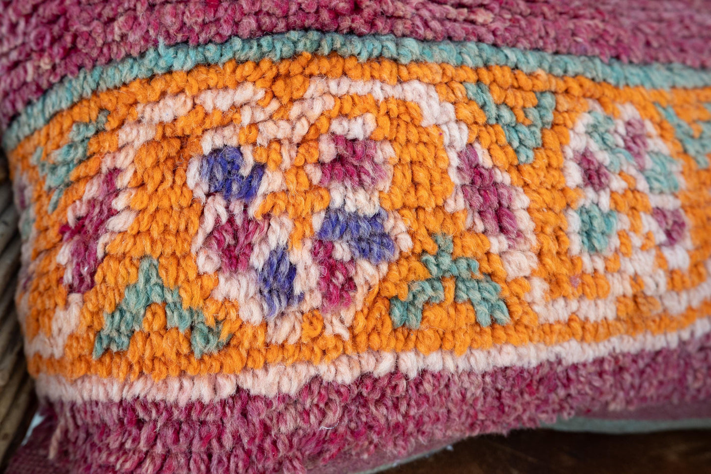Handmade Moroccan Pillow Cover | Upcycled Rug Cushion | Boho Eclectic Decor | Maximalist