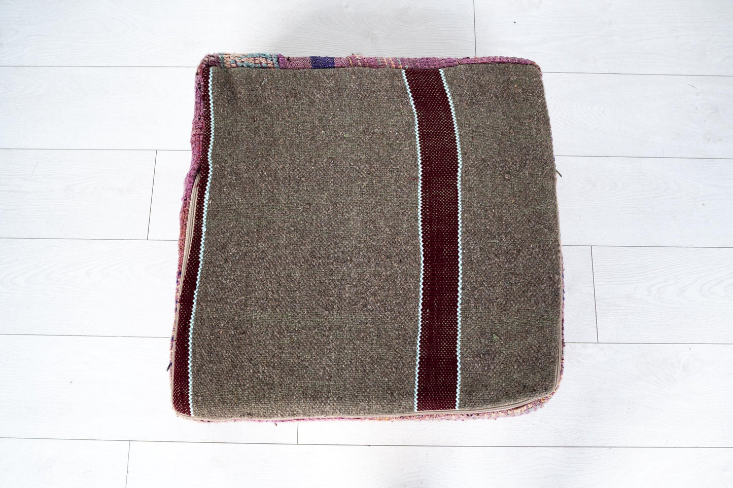 Handmade Moroccan Wool Pouf Floor Cushion Boho Ottoman Pet Bed and Meditation Seat