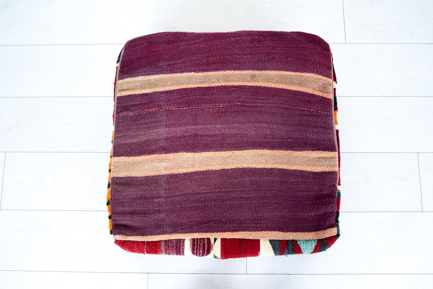 Handmade Moroccan Wool Pouf Floor Cushion Boho Ottoman Pet Bed and Meditation Seat