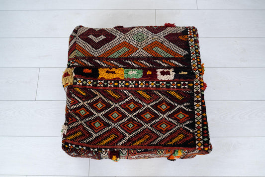 Handmade Moroccan Wool Pouf Floor Cushion Boho Ottoman Pet Bed and Meditation Seat