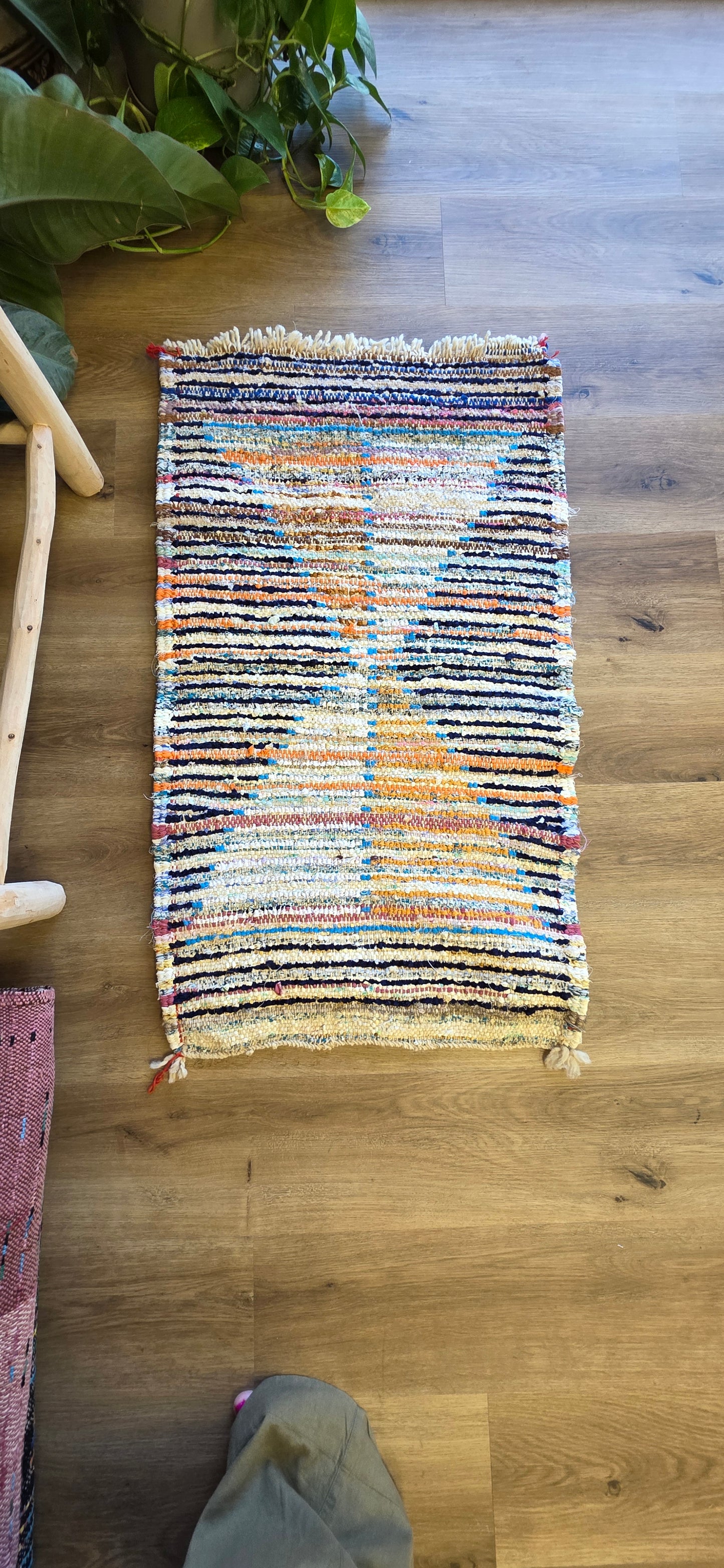 New Moroccan Boucherouite Accent Rug - 010