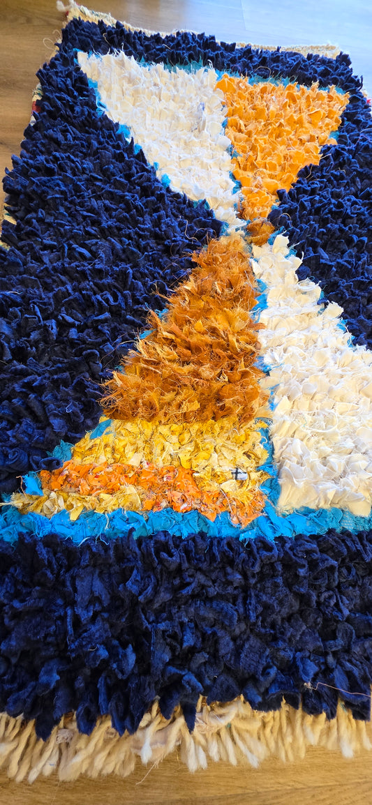 New Moroccan Boucherouite Accent Rug - 010