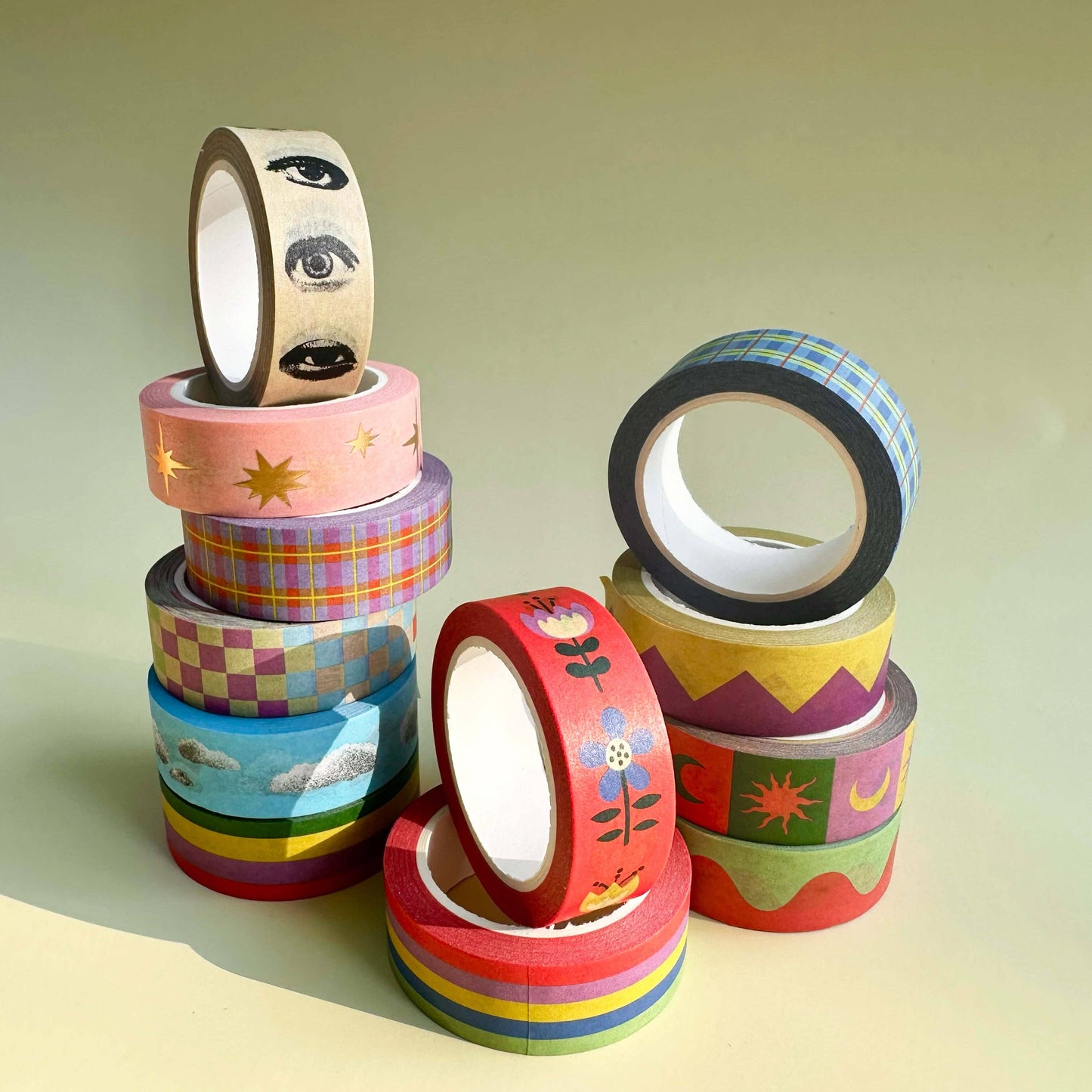 Folk Flowers & Checkers Washi Tape