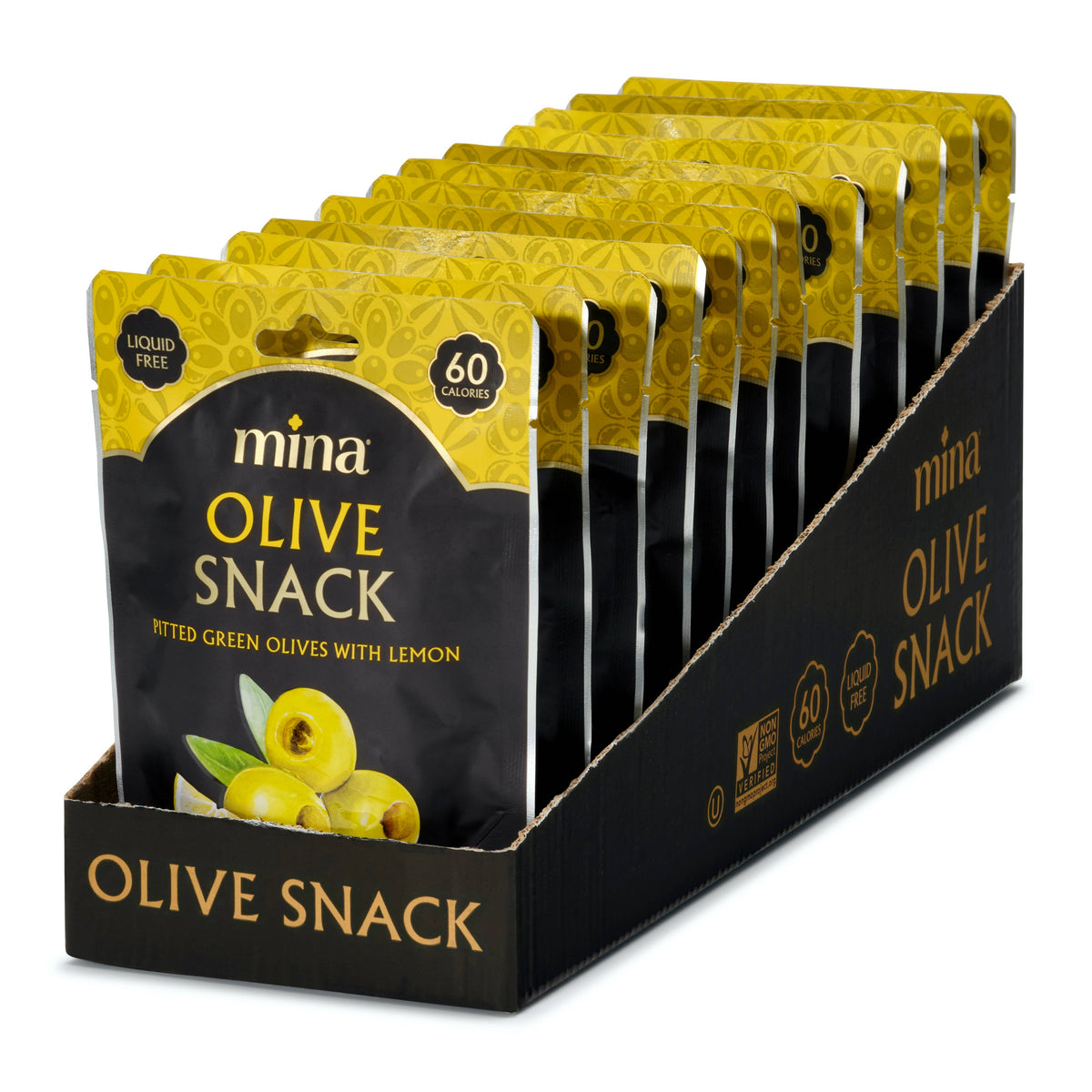 2.11 oz Olive Snack, Pitted Green with Lemon